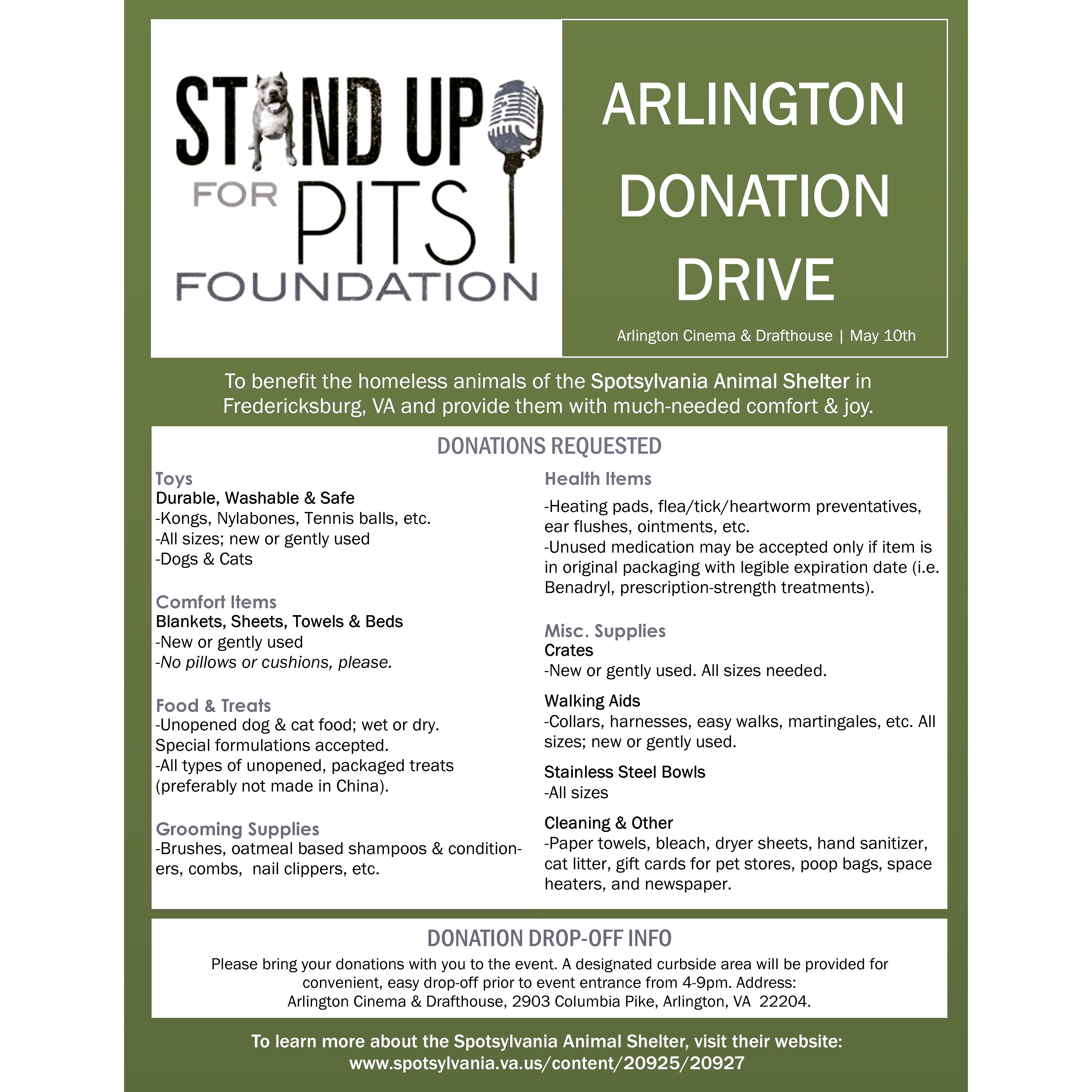 sufp announces Arlington VA donation drive!