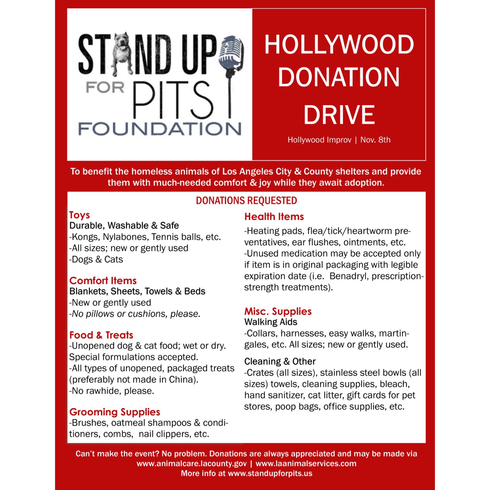 Hollywood’s SUFP Donation Drive is coming up!