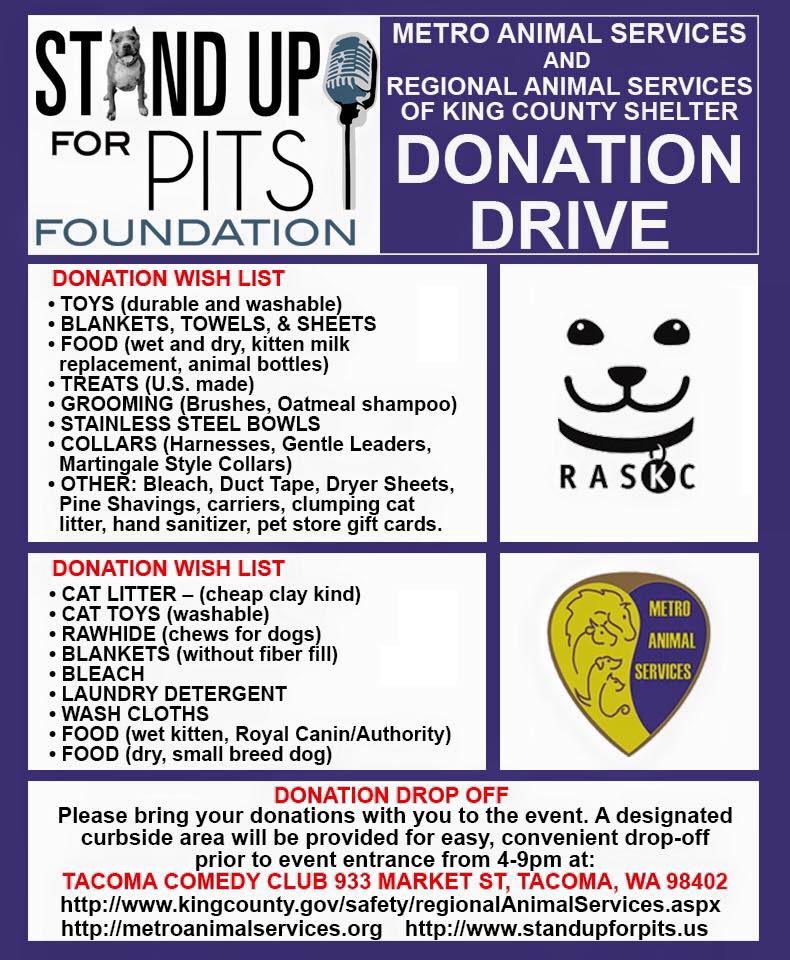 TACOMA Stand Up For Pits DONATION DRIVE!