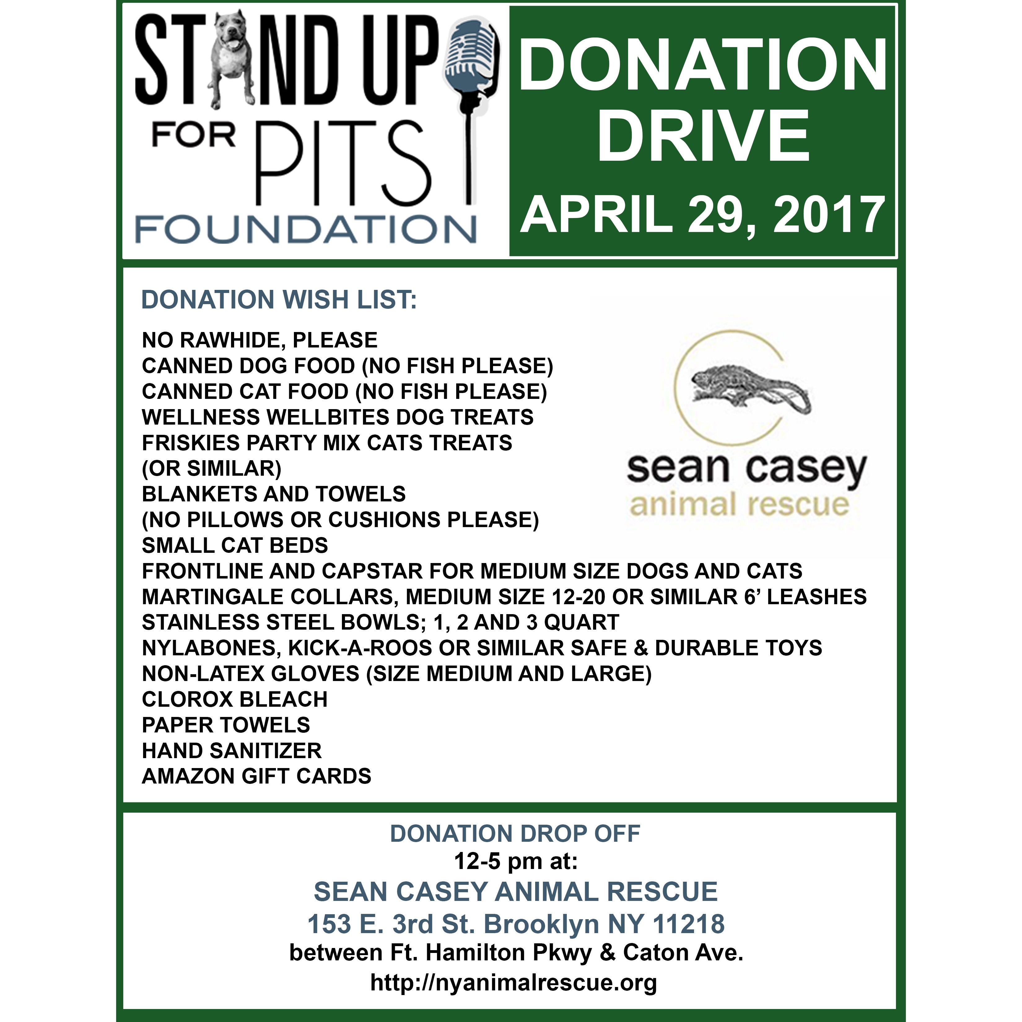New York SUFP Donation Drive is April 29th!!