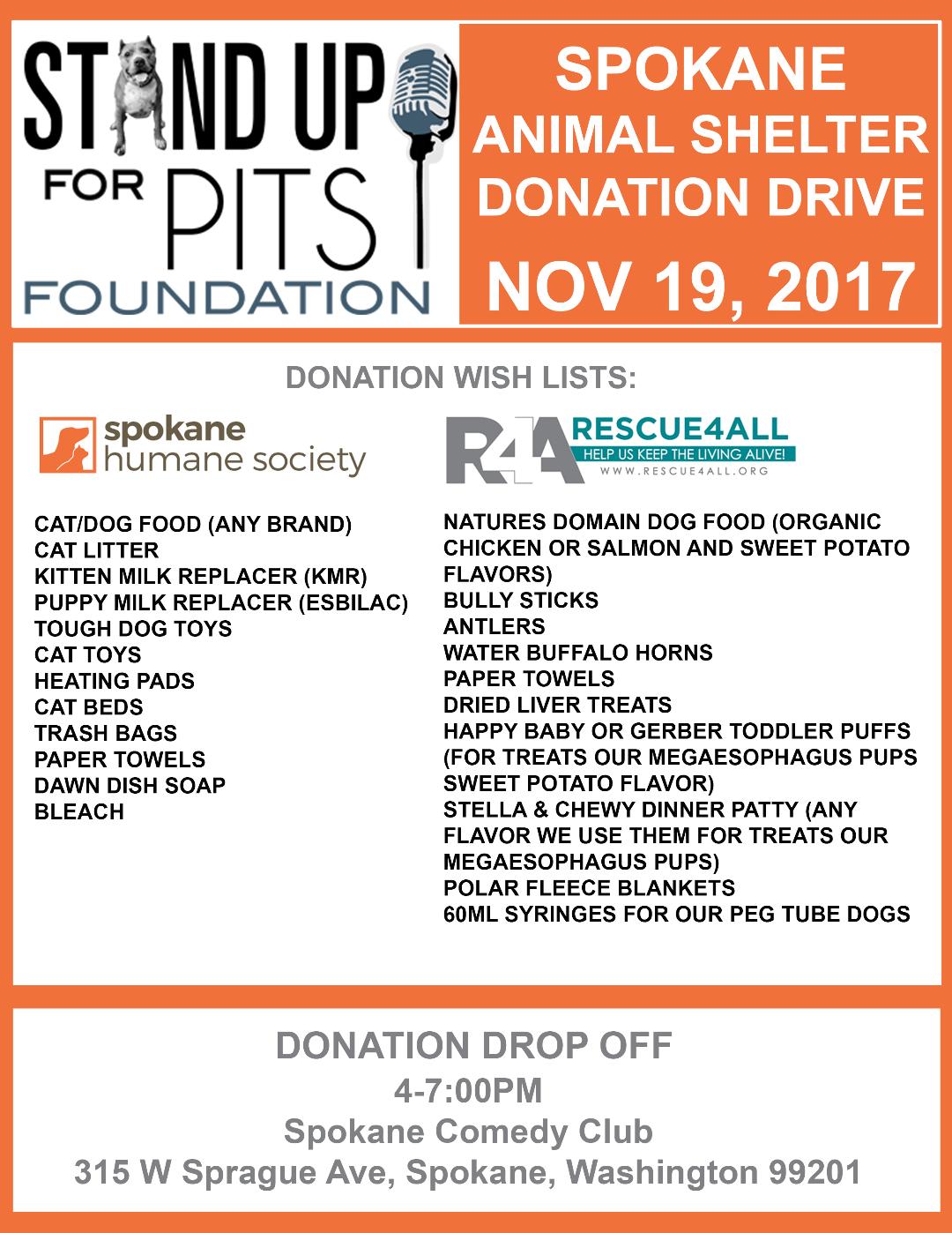 SUFP Donation Drive SPOKANE happens Nov 19th!!!!!