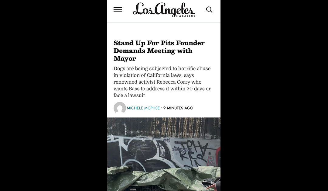 STAND UP FOR PITS FOUNDATION GIVES LOS ANGELES MAYOR KAREN BASS 30 DAYS. ENOUGH IS ENOUGH.